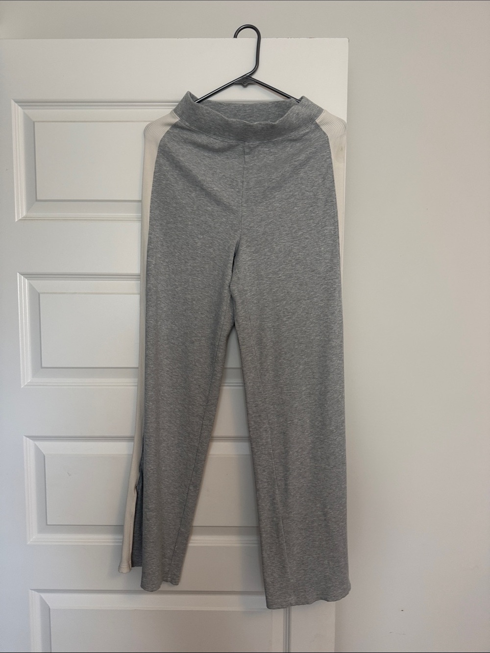 aerie Gray Track Pants with Cream Side Panel